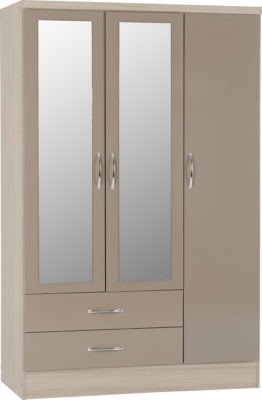 Nevada 3 Door 2 Drawer Mirrored Wardrobe - Furniture Cash and Carry