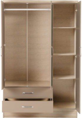 Nevada 3 Door 2 Drawer Mirrored Wardrobe - Furniture Cash and Carry