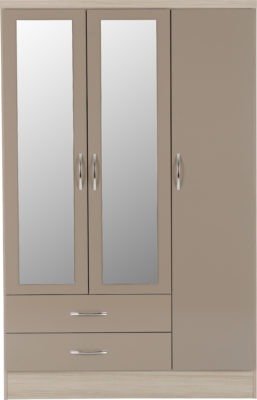 Nevada 3 Door 2 Drawer Mirrored Wardrobe - Furniture Cash and Carry