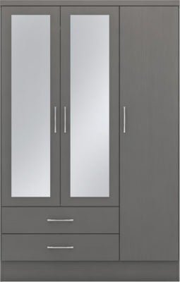 Nevada 3 Door 2 Drawer Mirrored Wardrobe - Furniture Cash and Carry