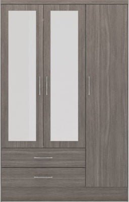 Nevada 3 Door 2 Drawer Mirrored Wardrobe - Furniture Cash and Carry