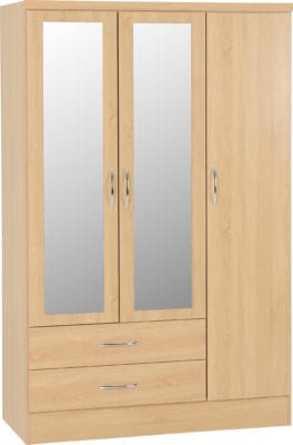 Nevada 3 Door 2 Drawer Mirrored Wardrobe - Furniture Cash and Carry