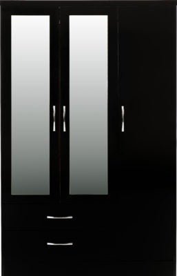 Nevada 3 Door 2 Drawer Mirrored Wardrobe - Furniture Cash and Carry