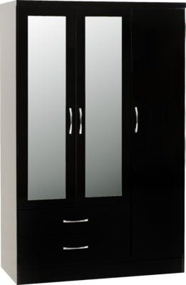 Nevada 3 Door 2 Drawer Mirrored Wardrobe - Furniture Cash and Carry