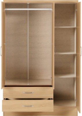 Nevada 3 Door 2 Drawer Mirrored Wardrobe - Furniture Cash and Carry