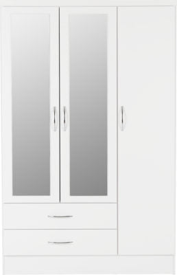 Nevada 3 Door 2 Drawer Mirrored Wardrobe - Furniture Cash and Carry
