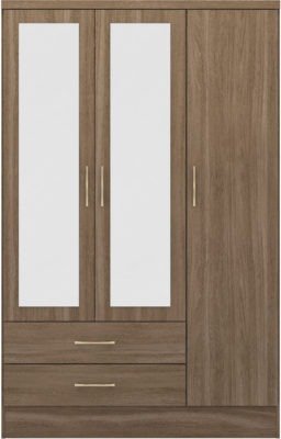 Nevada 3 Door 2 Drawer Mirrored Wardrobe - Furniture Cash and Carry