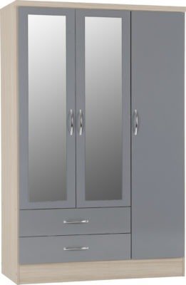 Nevada 3 Door 2 Drawer Mirrored Wardrobe - Furniture Cash and Carry