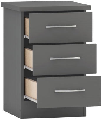 Nevada 3 Drawer Bedside - Furniture Cash and Carry