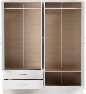 Nevada 4 Door 2 Drawer Mirrored Wardrobe - Furniture Cash and Carry