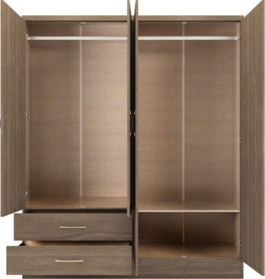 Nevada 4 Door 2 Drawer Mirrored Wardrobe - Furniture Cash and Carry