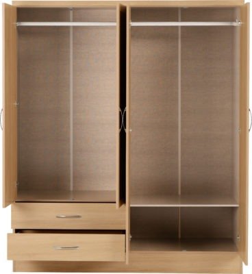 Nevada 4 Door 2 Drawer Mirrored Wardrobe - Furniture Cash and Carry