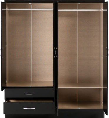 Nevada 4 Door 2 Drawer Mirrored Wardrobe - Furniture Cash and Carry
