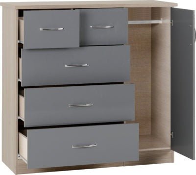 Nevada 5 Drawer Low Wardrobe - Furniture Cash and Carry