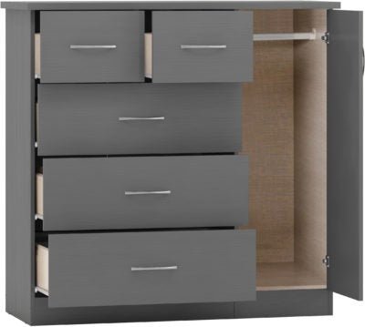 Nevada 5 Drawer Low Wardrobe - Furniture Cash and Carry