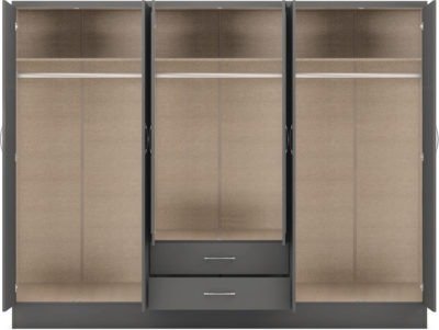 Nevada 6 Door 2 Drawer Mirrored Wardrobe - Furniture Cash and Carry