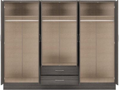 Nevada 6 Door 2 Drawer Mirrored Wardrobe - Furniture Cash and Carry