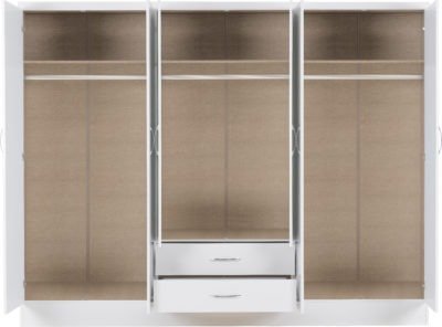 Nevada 6 Door 2 Drawer Mirrored Wardrobe - Furniture Cash and Carry