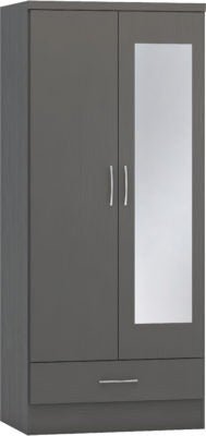 Nevada Mirrored 2 Door 1 Drawer Wardrobe - Furniture Cash and Carry