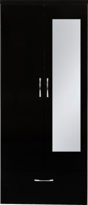 Nevada Mirrored 2 Door 1 Drawer Wardrobe - Furniture Cash and Carry