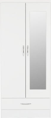 Nevada Mirrored 2 Door 1 Drawer Wardrobe - Furniture Cash and Carry