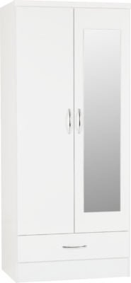 Nevada Mirrored 2 Door 1 Drawer Wardrobe - Furniture Cash and Carry