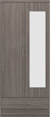 Nevada Mirrored 2 Door 1 Drawer Wardrobe - Furniture Cash and Carry