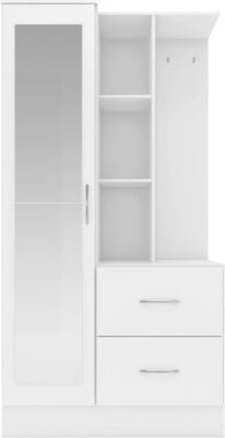 Nevada Mirrored Open Shelf Wardrobe - Furniture Cash and Carry