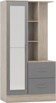 Nevada Mirrored Open Shelf Wardrobe - Furniture Cash and Carry