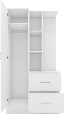 Nevada Mirrored Open Shelf Wardrobe - Furniture Cash and Carry
