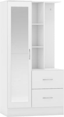 Nevada Mirrored Open Shelf Wardrobe - Furniture Cash and Carry