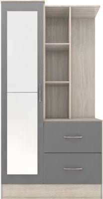 Nevada Mirrored Open Shelf Wardrobe - Furniture Cash and Carry