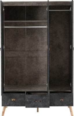 Nordic 3 Door 3 Drawer Wardrobe - Furniture Cash and Carry