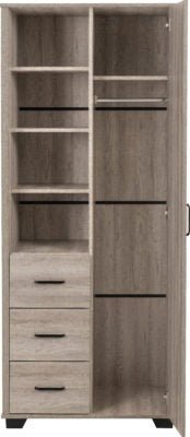 Oliver 1 Door 3 Drawer Open Shelf Wardrobe - Furniture Cash and Carry