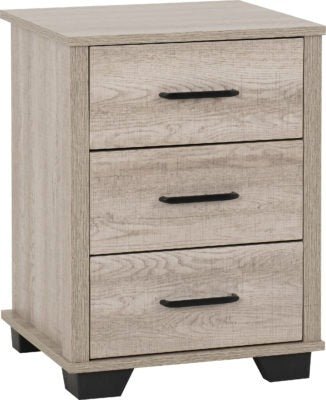 Oliver 3 Drawer Bedside - Furniture Cash and Carry