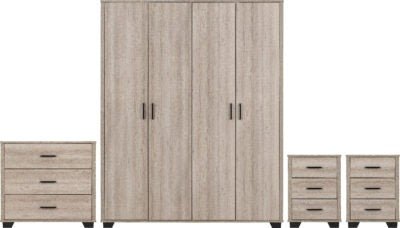 Oliver 4 Door Wardrobe Bedroom Set - Furniture Cash and Carry