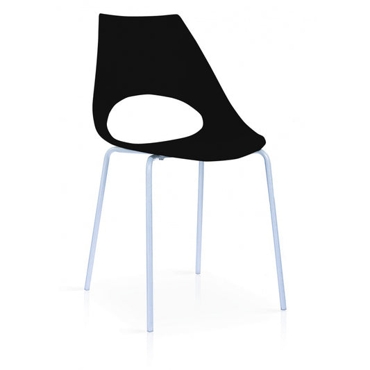 Orchard Plastic (PP) Chairs with Metal Legs Chrome - Black (Set of 6)