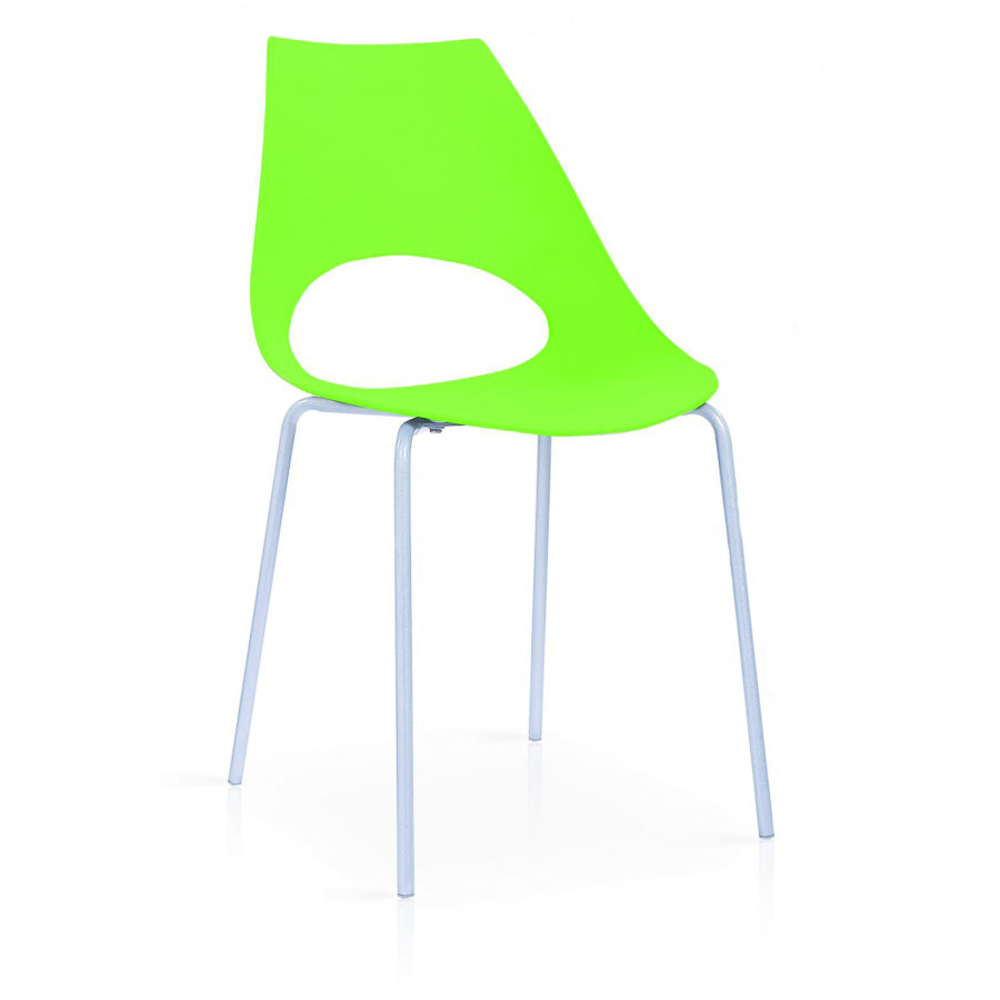Orchard Plastic (PP) Chairs with Metal Legs Chrome - Green (Set of 6)
