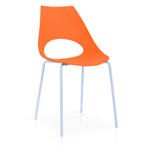 Orchard Plastic (PP) Chairs with Metal Legs Chrome - Orange (Set of 6)