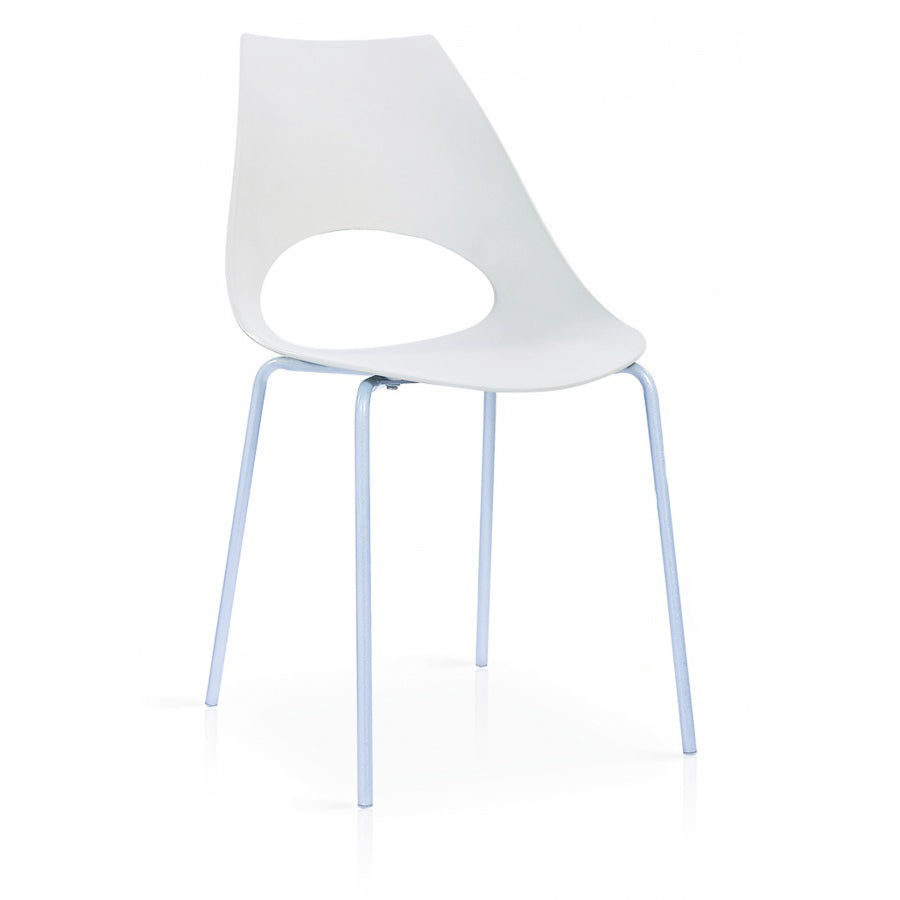 Orchard Plastic (PP) Chairs with Metal Legs Chrome - White (Set of 6)