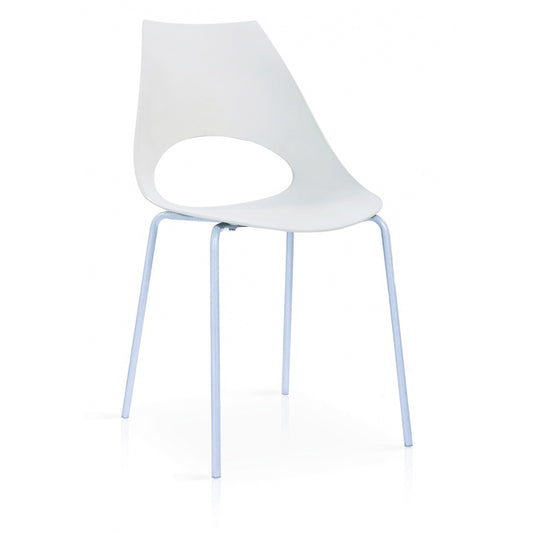 Orchard Plastic (PP) Chairs with Metal Legs Chrome - White (Set of 6)