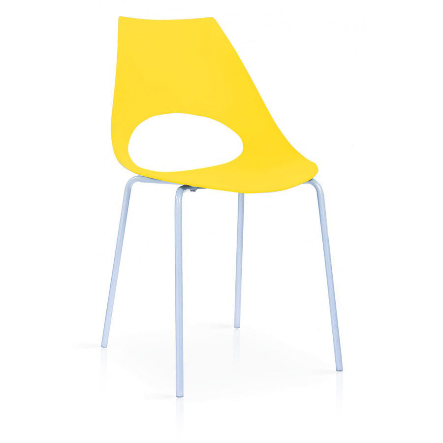 Orchard Plastic (PP) Chairs with Metal Legs Chrome - Yellow (Set of 6)
