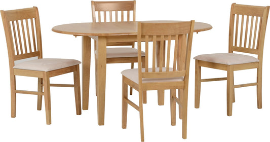 Oxford Extending Dining Set - Natural Oak/Mink Microsuede - Furniture Cash and Carry