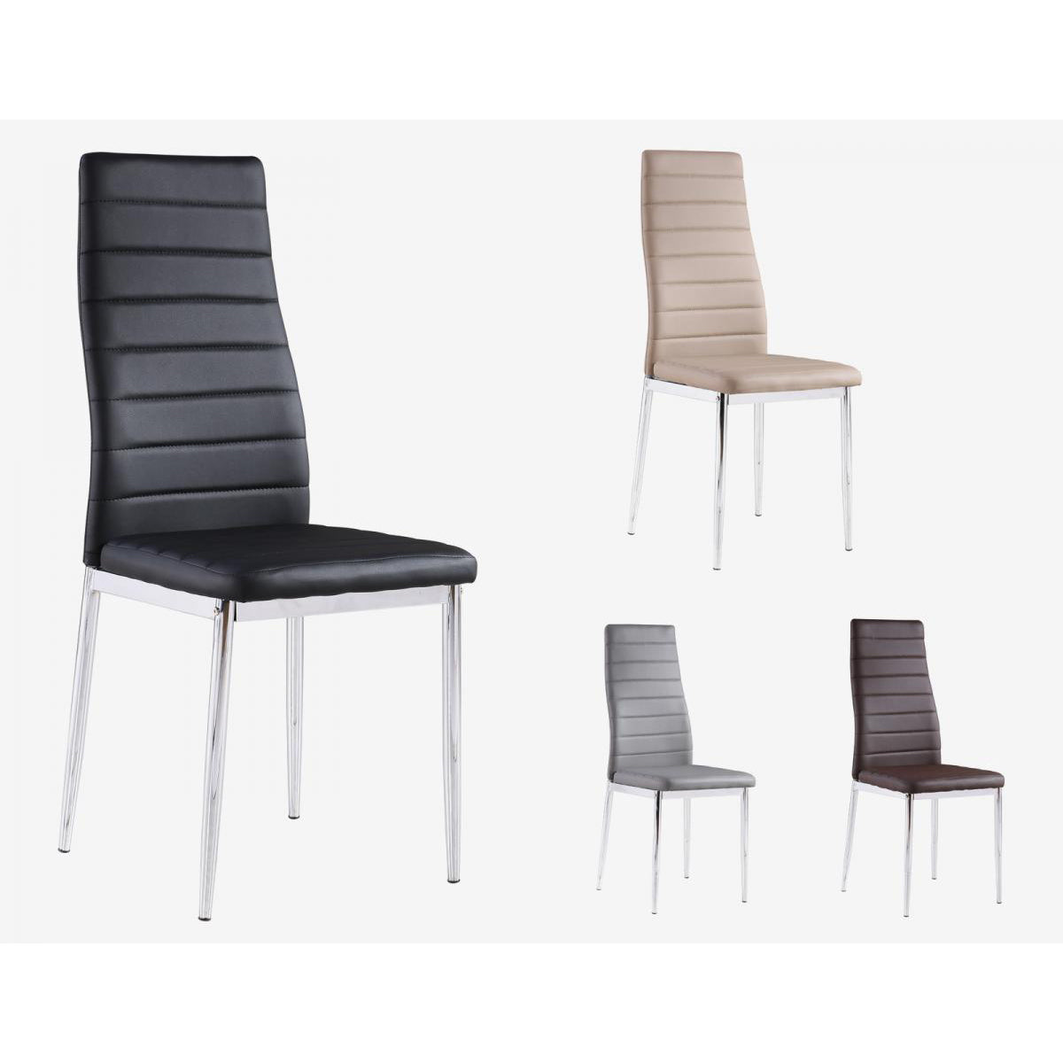 Pearl PU Chairs with Chrome Legs - Beige (Set of 6)