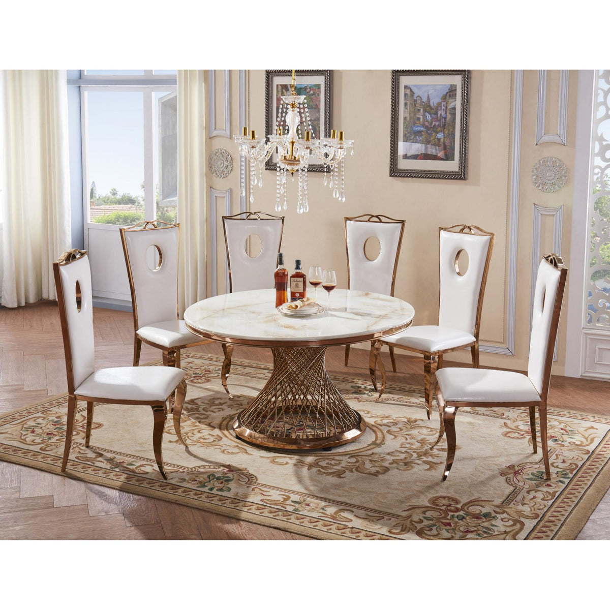 Pescara Dining Chair Stainless Steel & PU White (Set of 2)