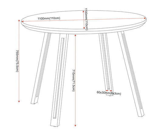 Quebec Round Dining Table - Black Wood Grain/Black - Furniture Cash and Carry
