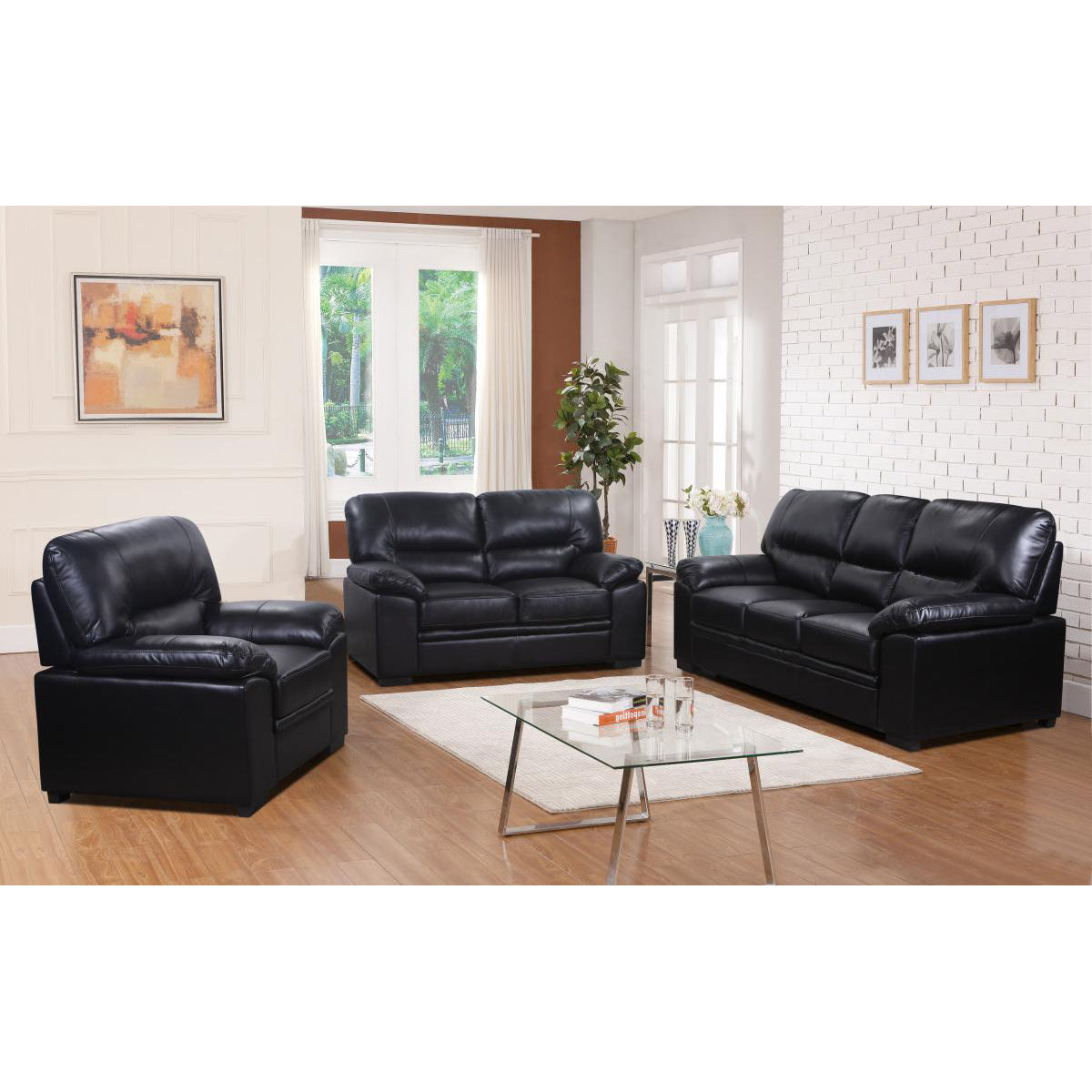 Rachel Sofa LeatherGel & PU 1 Seater - Black
