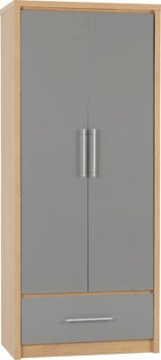 Seville 2 Door 1 Drawer Wardrobe - Furniture Cash and Carry