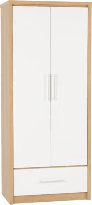 Seville 2 Door 1 Drawer Wardrobe - Furniture Cash and Carry