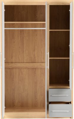 Seville 3 Door 2 Drawer Wardrobe - Furniture Cash and Carry
